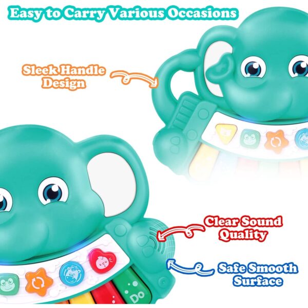 Muzikinis pianinas drambliukas, su gyvūnų garsais Muzikinis pianinas drambliukas, su gyvūnų garsais