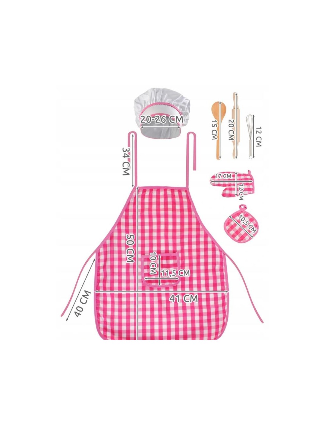 Virėjos rinkinys, prijuostė, virtuvės priedai Virėjos rinkinys, prijuostė, virtuvės priedai