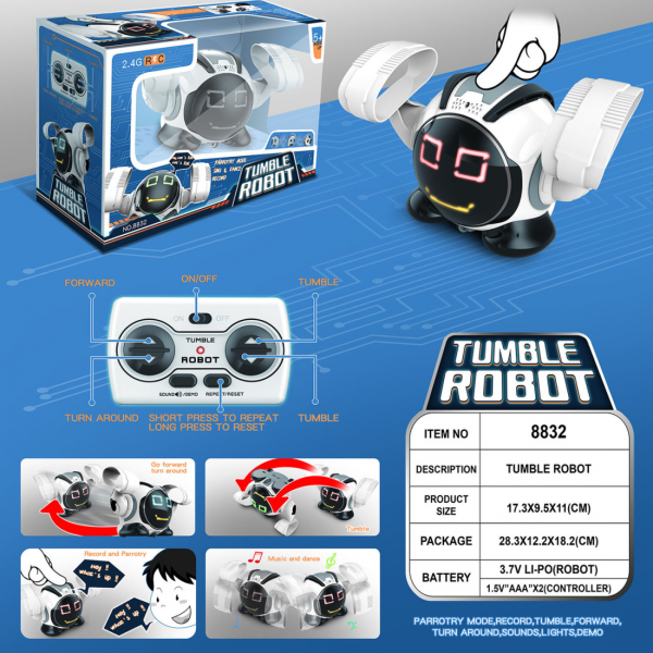 Robotas r/c Tumble su valdymo pultu atkartojantis garsus
