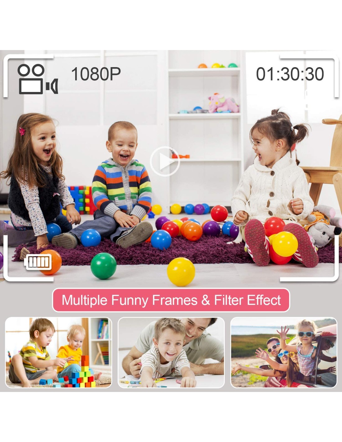 Fotoaparatas vaikui su atminties kortele 8 GB, 5 žaidimai Fotoaparatas vaikui su atminties kortele 8 GB, 5 žaidimai