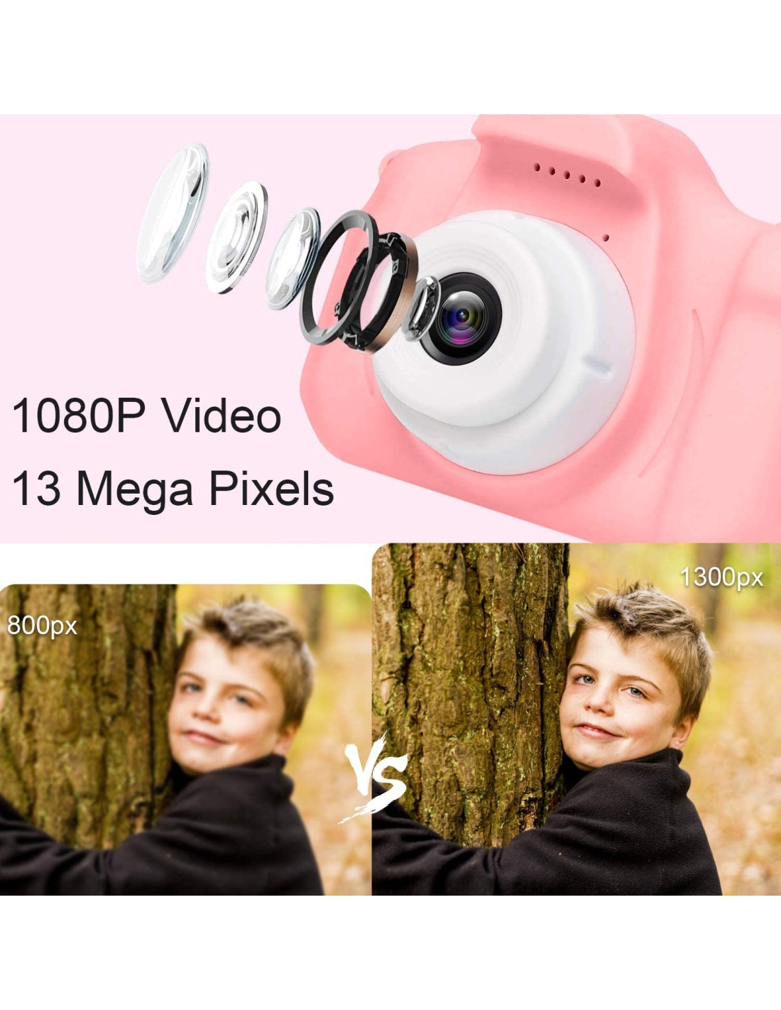 Fotoaparatas vaikui su atminties kortele 8 GB, 5 žaidimai Fotoaparatas vaikui su atminties kortele 8 GB, 5 žaidimai