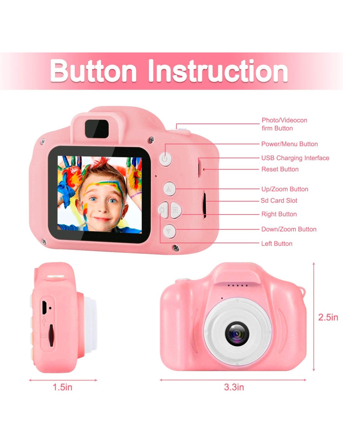 Fotoaparatas vaikui su atminties kortele 8 GB, 5 žaidimai Fotoaparatas vaikui su atminties kortele 8 GB, 5 žaidimai