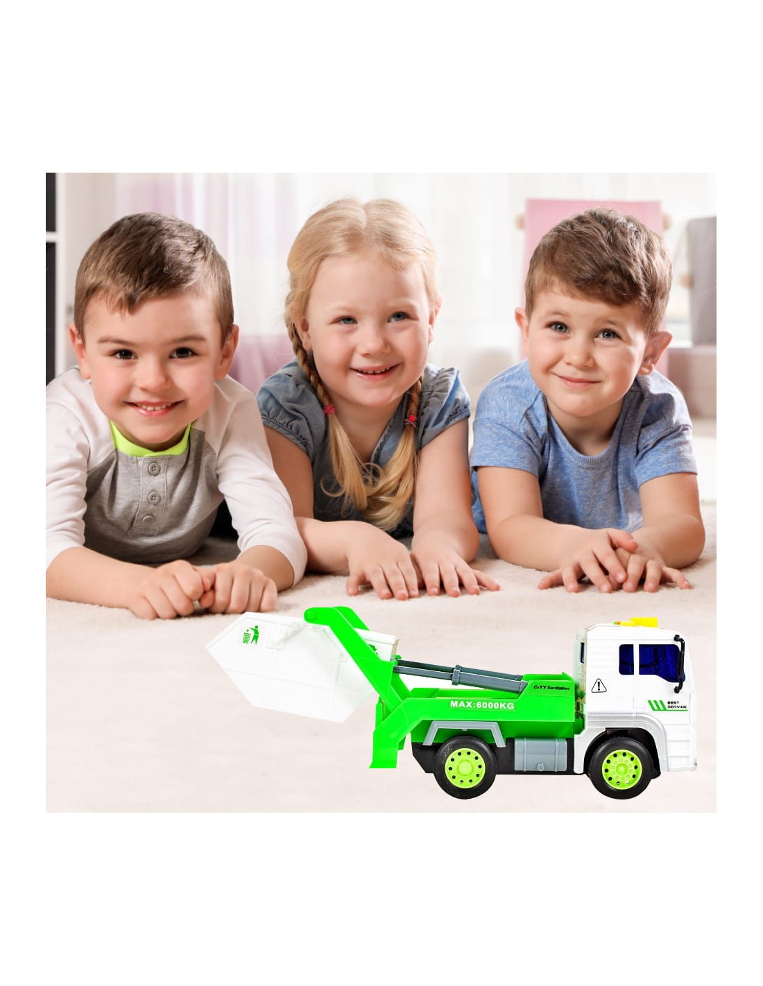 Šiukšlių mašina su garsais Šiukšlių mašina su garsais