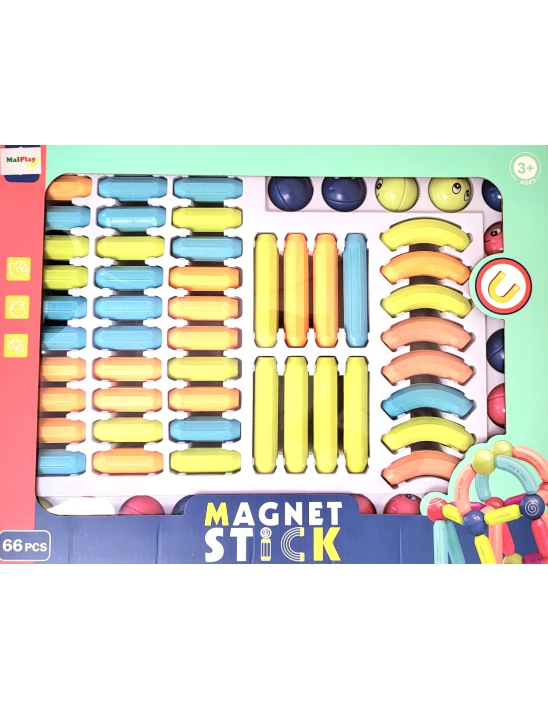 Magnetinis konstruktorius 66 detalės Magnetinis konstruktorius 66 detalės