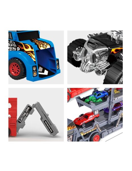 Vilkikas su išvažiuojančiomis mašinėlėmis Vilkikas su išvažiuojančiomis mašinėlėmis