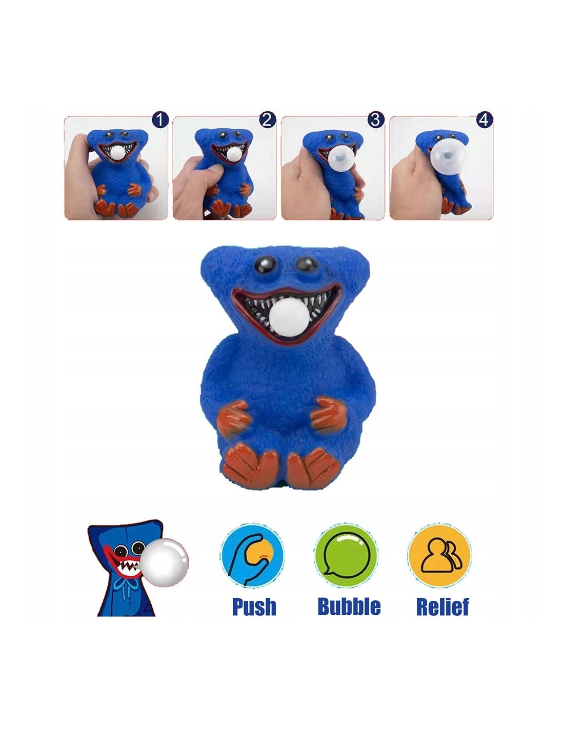 Huggy wuggy suspaudžiamas žaislas mėlynas Huggy wuggy suspaudžiamas žaislas mėlynas