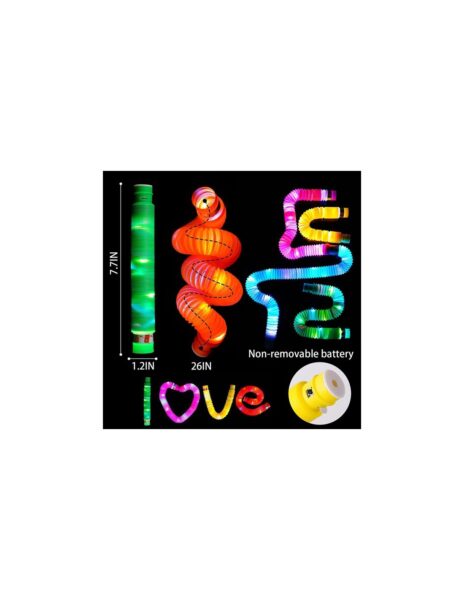 Šlanga/vamzdis fidget pop led šviečianti 6 vnt, Šlanga/vamzdis fidget pop led šviečianti 6 vnt,