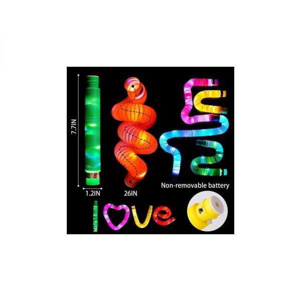 Šlanga/vamzdis fidget pop led šviečianti 6 vnt, Šlanga/vamzdis fidget pop led šviečianti 6 vnt,