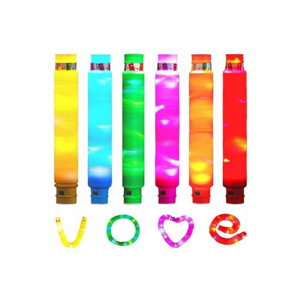 Šlanga/vamzdis fidget pop led šviečianti 6 vnt, Šlanga/vamzdis fidget pop led šviečianti 6 vnt,