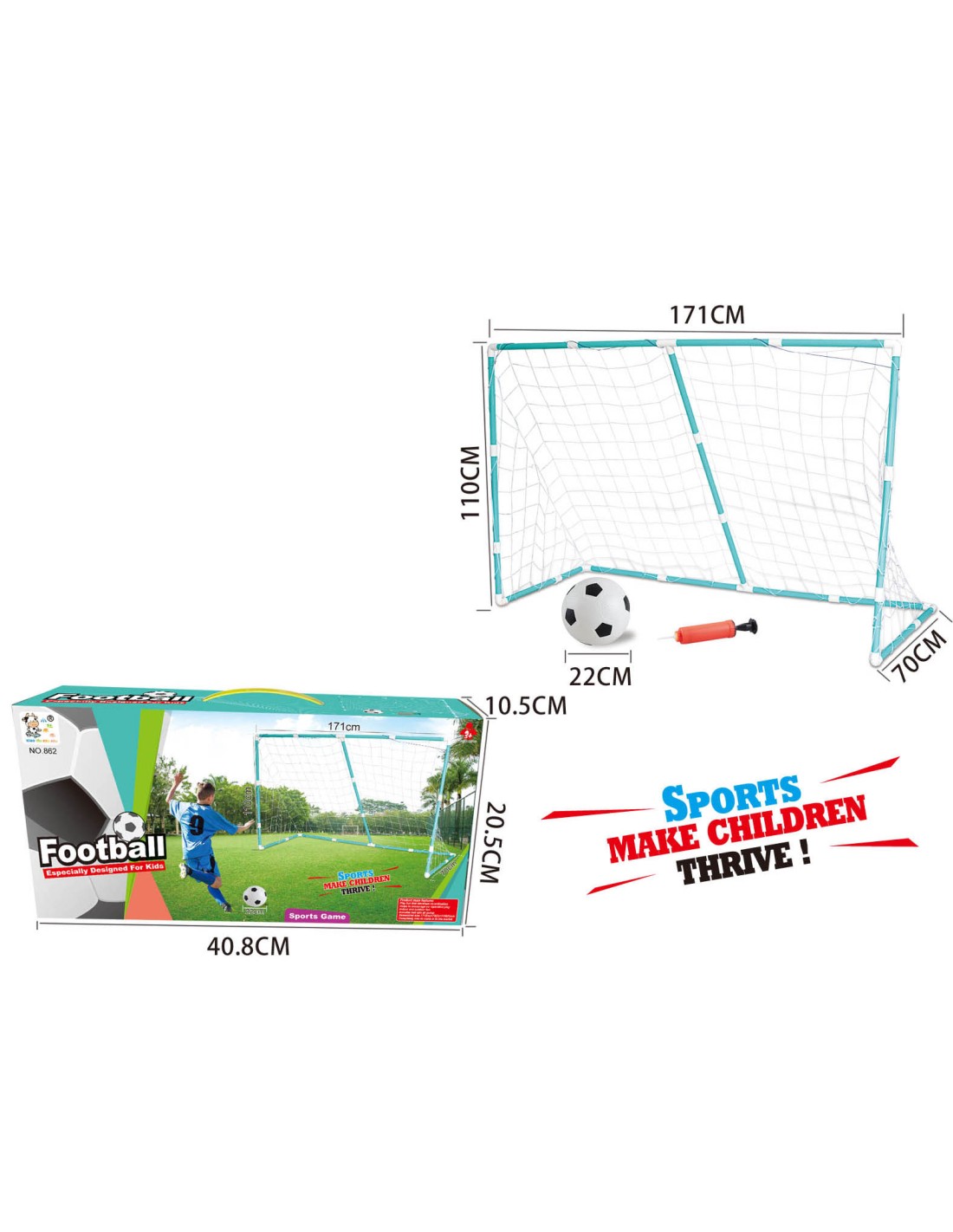 Futbolo vartai 171x110x70 cm.