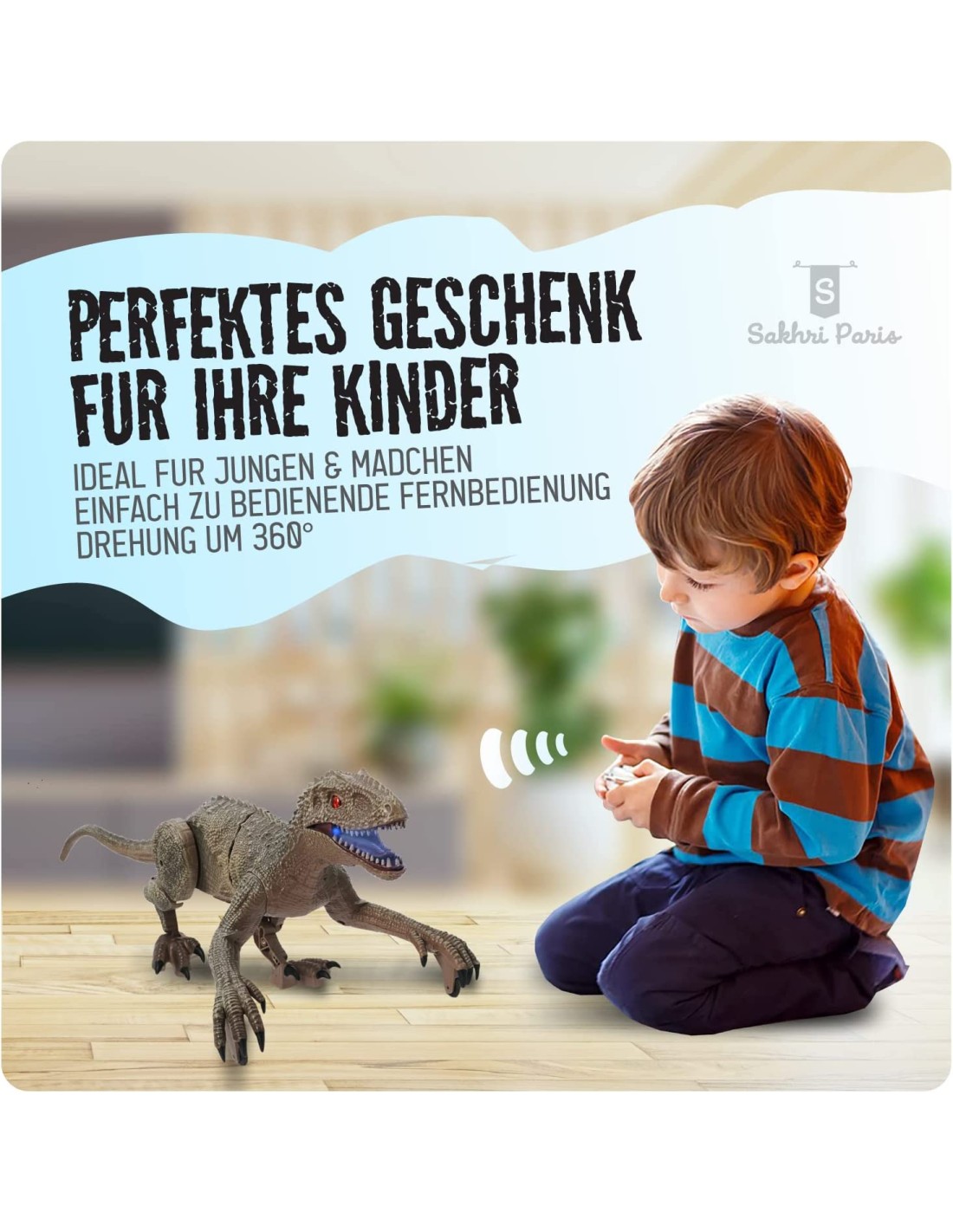 Dinozauras Velociraptor su valdymo pultu, garso ir šviesos efektais Dinozauras Velociraptor su valdymo pultu, garso ir šviesos efektais