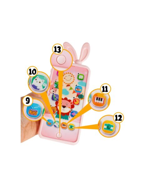 Pakraunamas telefonas vaikui rožinė spalva Pakraunamas telefonas vaikui rožinė spalva