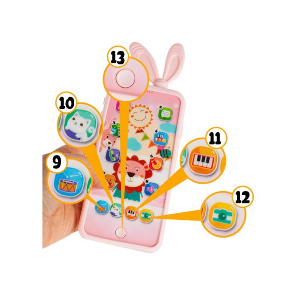 Pakraunamas telefonas vaikui rožinė spalva Pakraunamas telefonas vaikui rožinė spalva