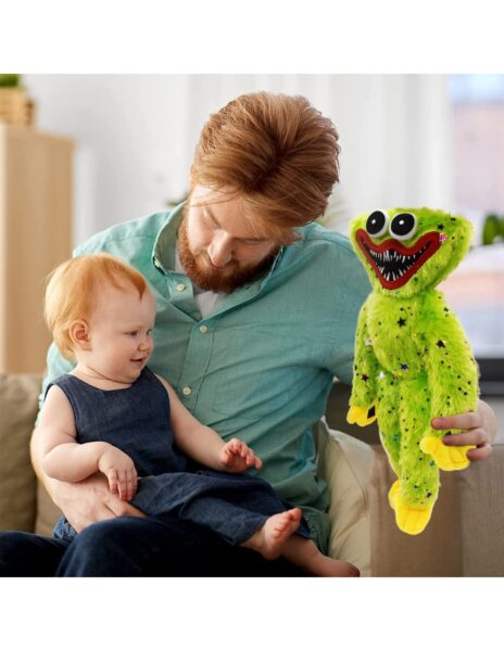 Huggy wuggy pliušinis žaislas žalias su blizgučiais Huggy wuggy pliušinis žaislas žalias su blizgučiais