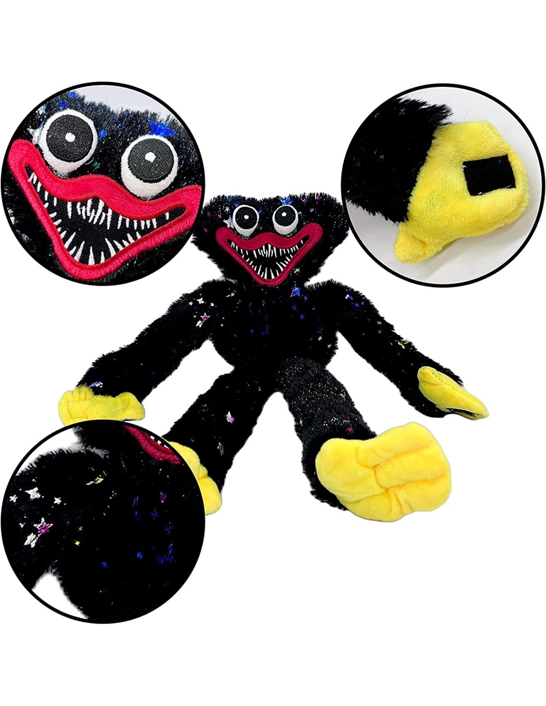 Huggy wuggy pliušinis žaislas juodas su blizgučiais