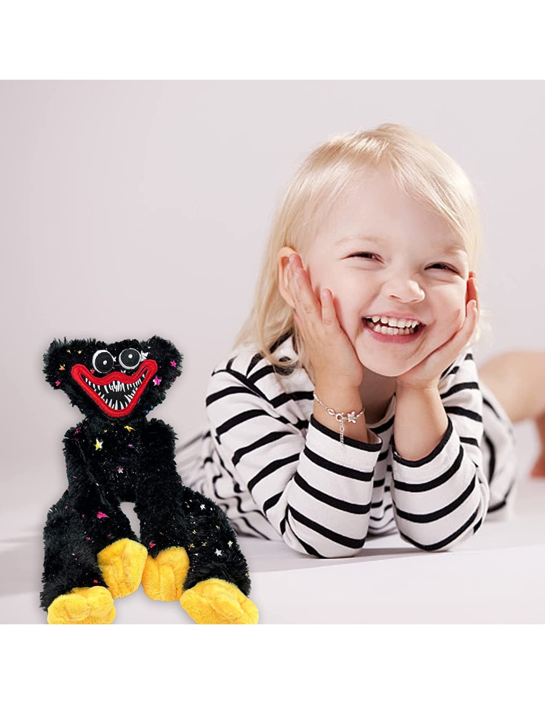 Huggy wuggy pliušinis žaislas juodas su blizgučiais Huggy wuggy pliušinis žaislas juodas su blizgučiais