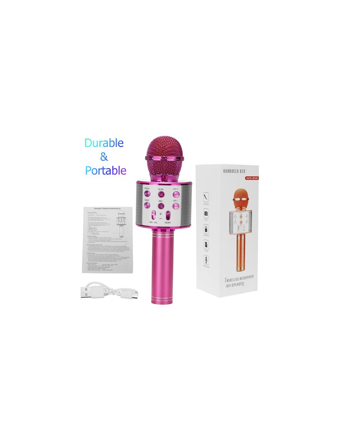 Karaoke Bluetooth mikrofonas su įrašymo funkcija Karaoke Bluetooth mikrofonas su įrašymo funkcija