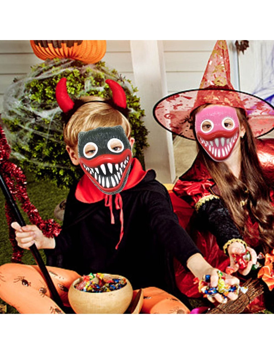 Huggy Wuggy Helovyno kaukės 3 vnt. vakarėliui Huggy Wuggy Helovyno kaukės 3 vnt. vakarėliui