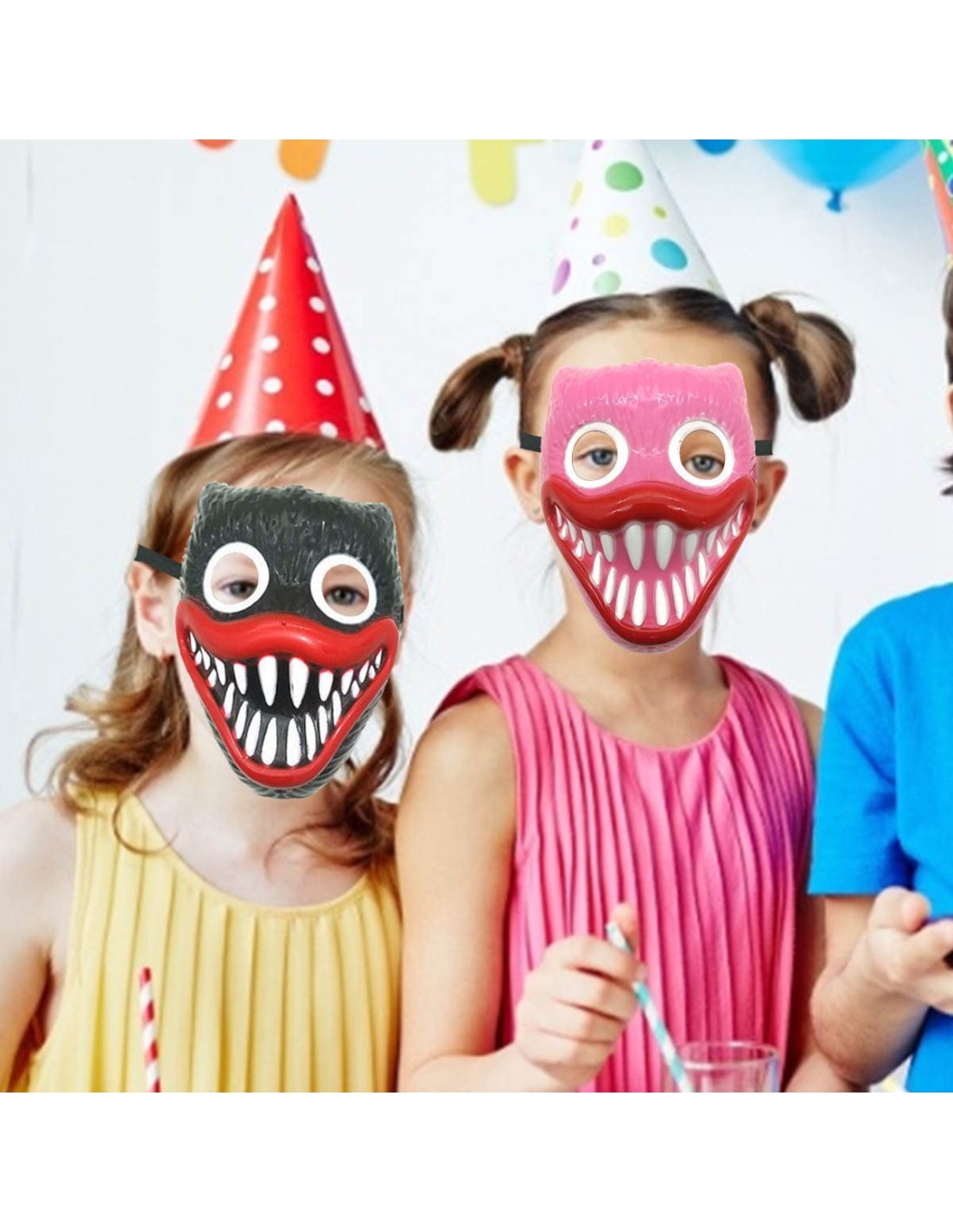 Huggy Wuggy Helovyno kaukės 3 vnt. vakarėliui Huggy Wuggy Helovyno kaukės 3 vnt. vakarėliui