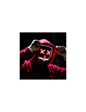 Helovynui Purge kaukė LED su 4 šviesos režimai, raudonos juostos