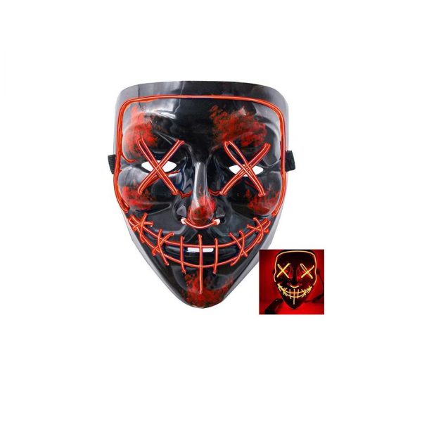 Helovynui Purge kaukė LED su 4 šviesos režimai, raudonos juostos