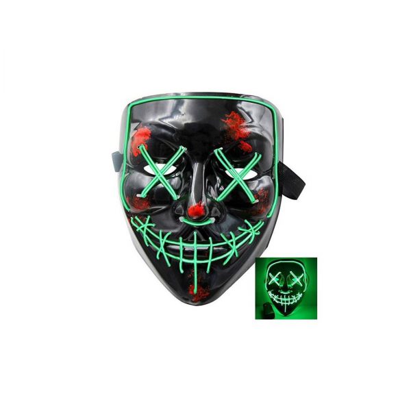 Helovynui Purge kaukė LED su 4 šviesos režimai, žalios juostos