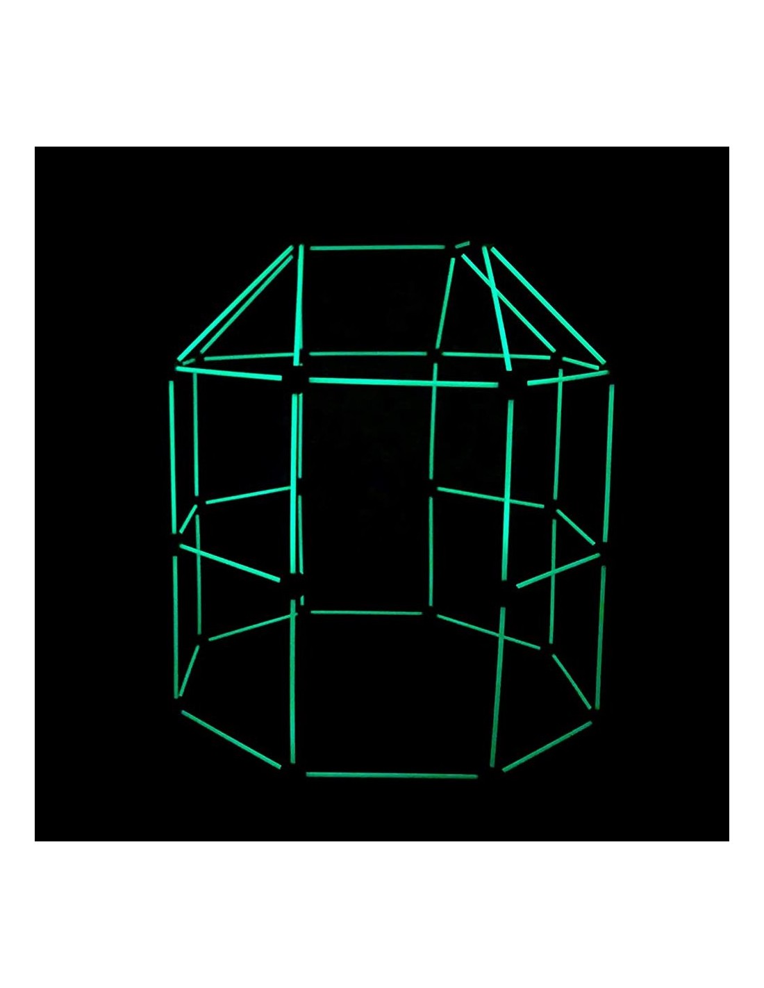 52 detalių konstruktorius fortas, šviečiantis tamsoje, lazdelės, kamuoliukai