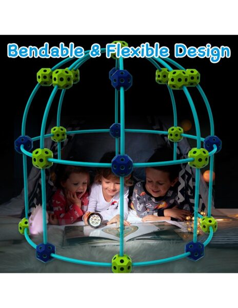 52 detalių konstruktorius fortas, šviečiantis tamsoje, lazdelės, kamuoliukai 52 detalių konstruktorius fortas, šviečiantis tamsoje, lazdelės, kamuoliukai