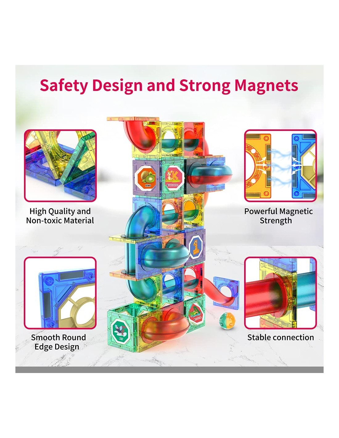 Magnetinis konstruktorius, 148 detalės, kamuoliuko ridenimas Magnetinis konstruktorius, 148 detalės, kamuoliuko ridenimas