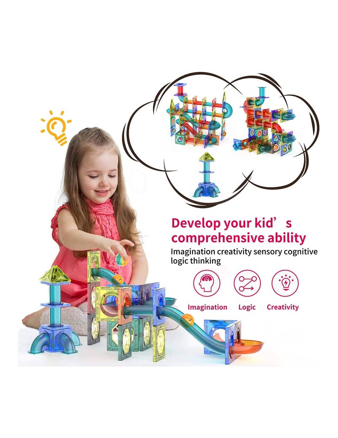 Magnetinis konstruktorius, 148 detalės, kamuoliuko ridenimas Magnetinis konstruktorius, 148 detalės, kamuoliuko ridenimas