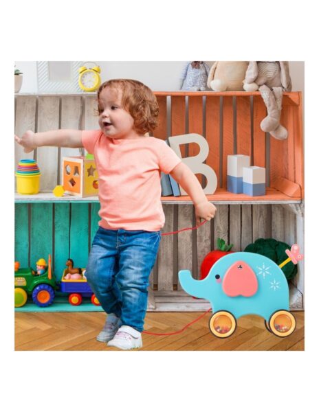 Tempiamas drambliukas, padeda mokytis vaikščioti, su šniūreliu Tempiamas drambliukas, padeda mokytis vaikščioti, su šniūreliu