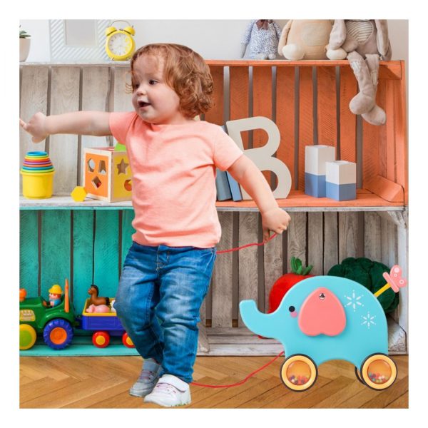 Tempiamas drambliukas, padeda mokytis vaikščioti, su šniūreliu Tempiamas drambliukas, padeda mokytis vaikščioti, su šniūreliu