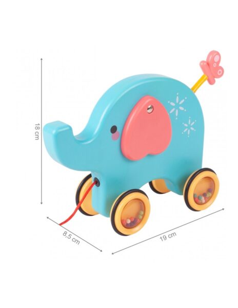 Tempiamas drambliukas, padeda mokytis vaikščioti, su šniūreliu Tempiamas drambliukas, padeda mokytis vaikščioti, su šniūreliu