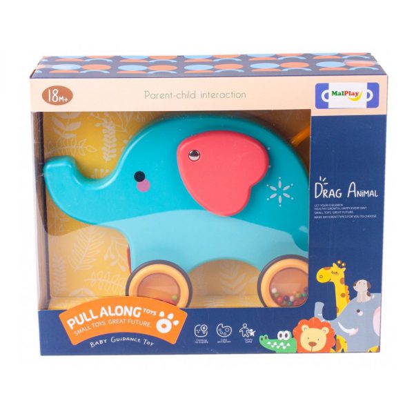 Tempiamas drambliukas, padeda mokytis vaikščioti, su šniūreliu Tempiamas drambliukas, padeda mokytis vaikščioti, su šniūreliu