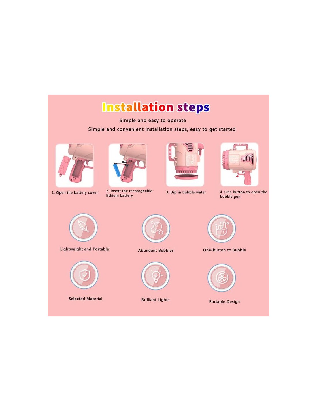 Didelis burbulų šautuvas 70 skylių, automatinis, šviečiantis, pakraunamas, spalva mėlyna Didelis burbulų šautuvas 70 skylių, automatinis, šviečiantis, pakraunamas, spalva mėlyna