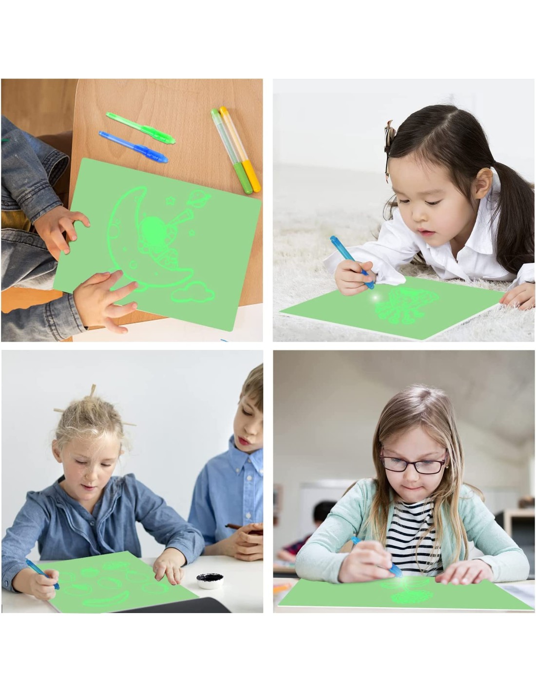 Magiška lenta piešimui su LED lempute A3 formato, su šviečiančiu rašikliu, raidžių formos Magiška lenta piešimui su LED lempute A3 formato, su šviečiančiu rašikliu, raidžių formos