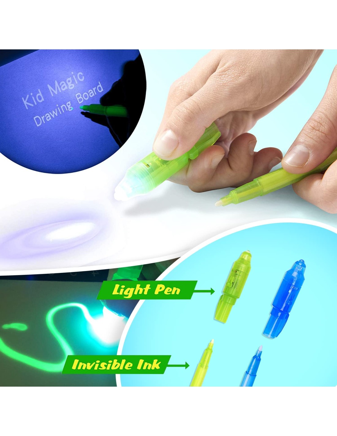 Magiška lenta piešimui su LED lempute A3 formato, su šviečiančiu rašikliu, raidžių formos Magiška lenta piešimui su LED lempute A3 formato, su šviečiančiu rašikliu, raidžių formos