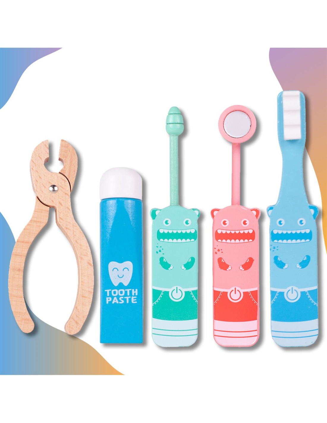 Daktaro rinkinys medinis, su rankine, klausymo aparatas, dantisto rinkinys Daktaro rinkinys medinis, su rankine, klausymo aparatas, dantisto rinkinys