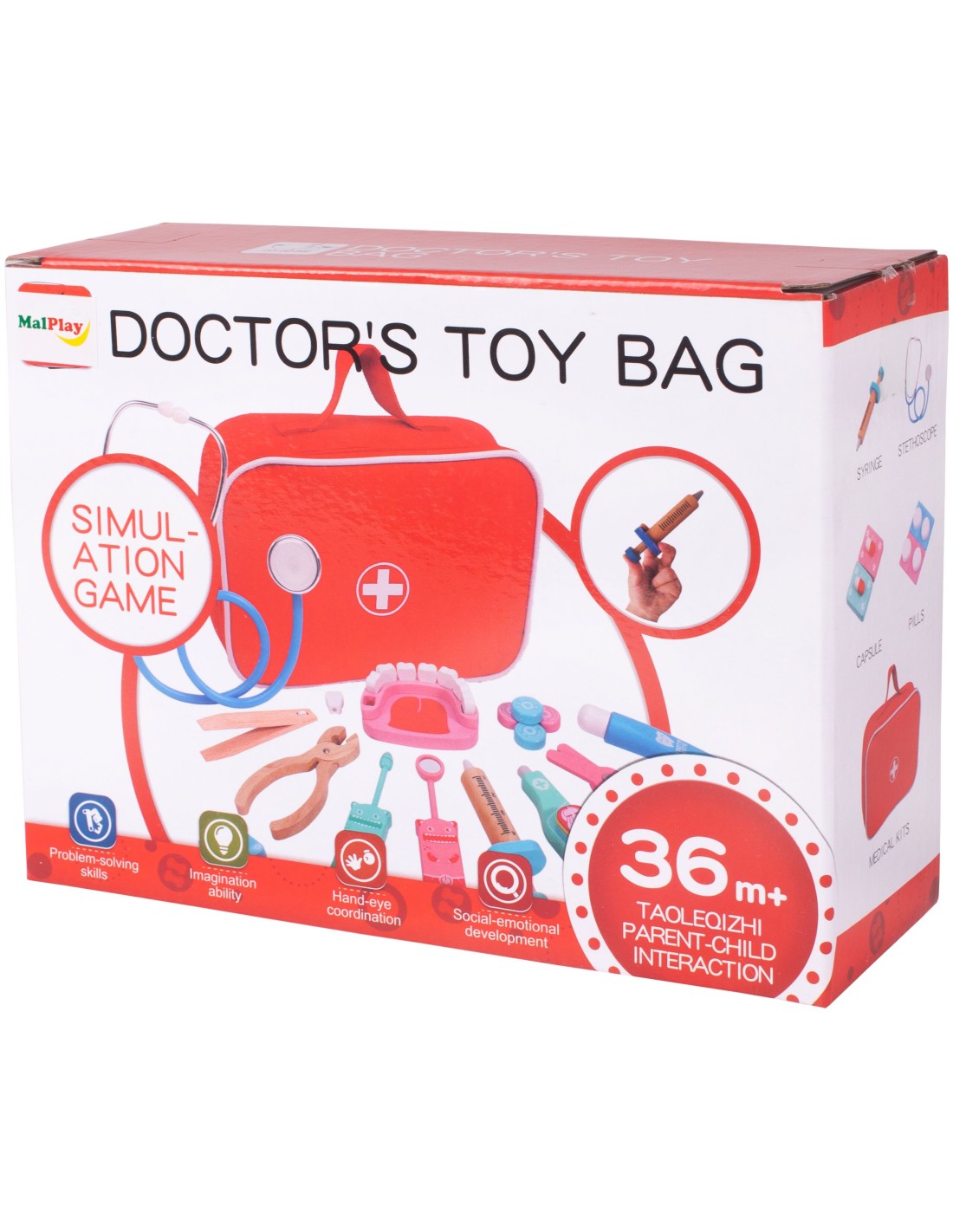 Daktaro rinkinys medinis, su rankine, klausymo aparatas, dantisto rinkinys Daktaro rinkinys medinis, su rankine, klausymo aparatas, dantisto rinkinys