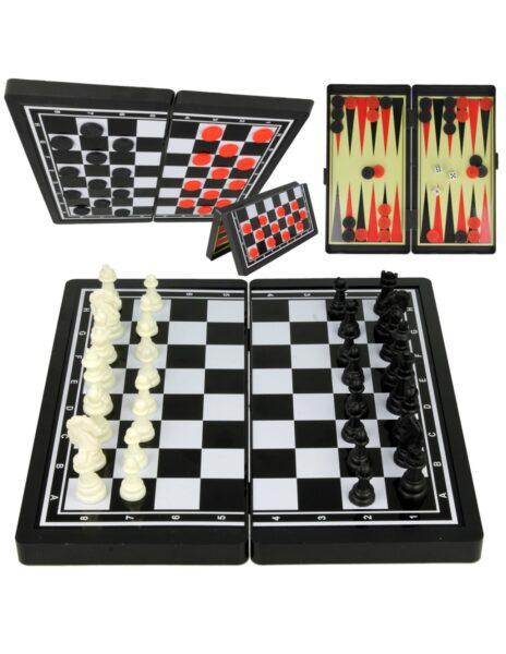 Magnetinių šaškių, šachmatų ir nardų rinkinys 3 in 1