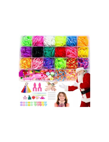 Apyrankių pynimo iš gumelių rinkinys, 1200 gumelių ir priedai