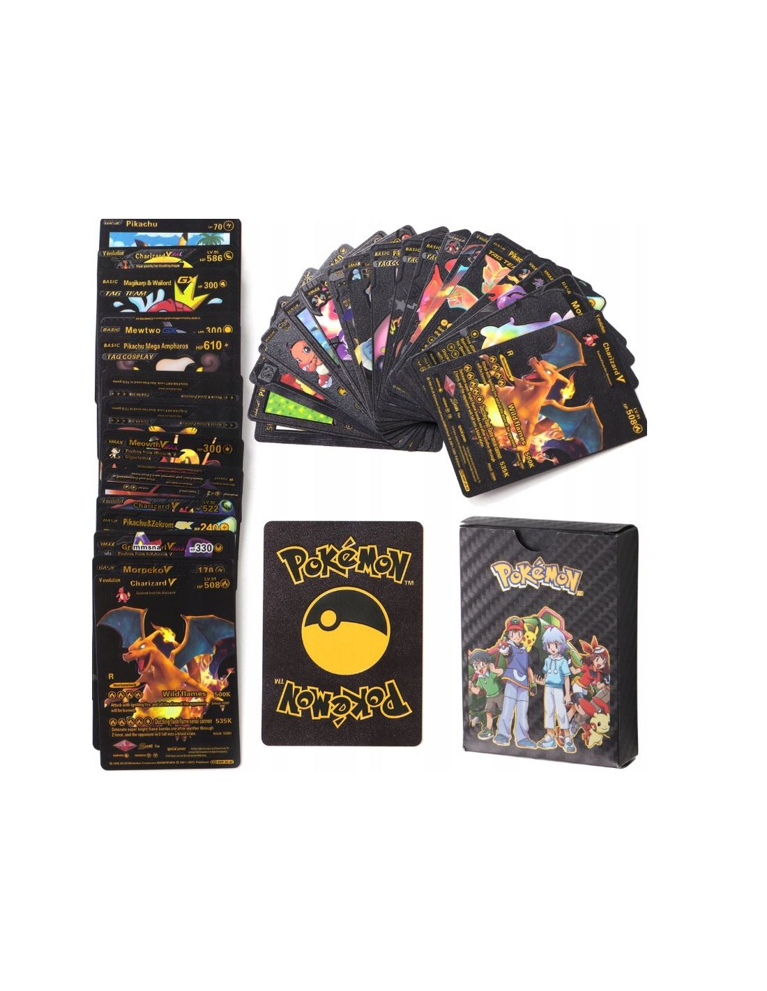 Pokemon kortos 55 vnt. juoda kolekcija Charizard Vmax