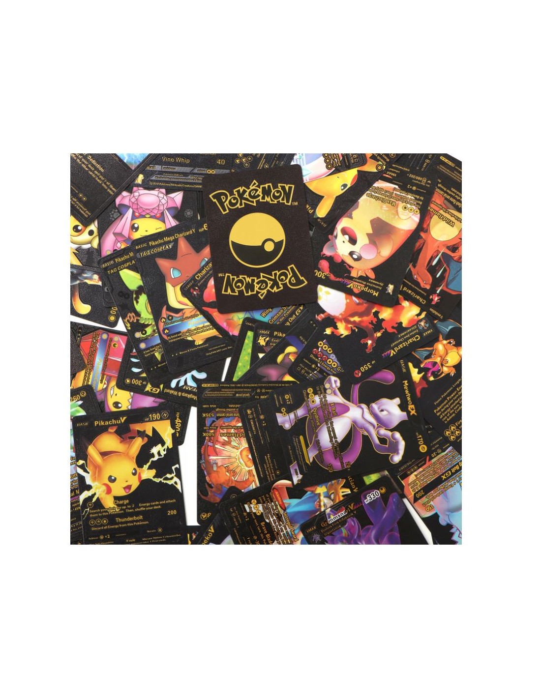 Pokemon kortos 55 vnt. juoda kolekcija Charizard Vmax Pokemon kortos 55 vnt. juoda kolekcija Charizard Vmax