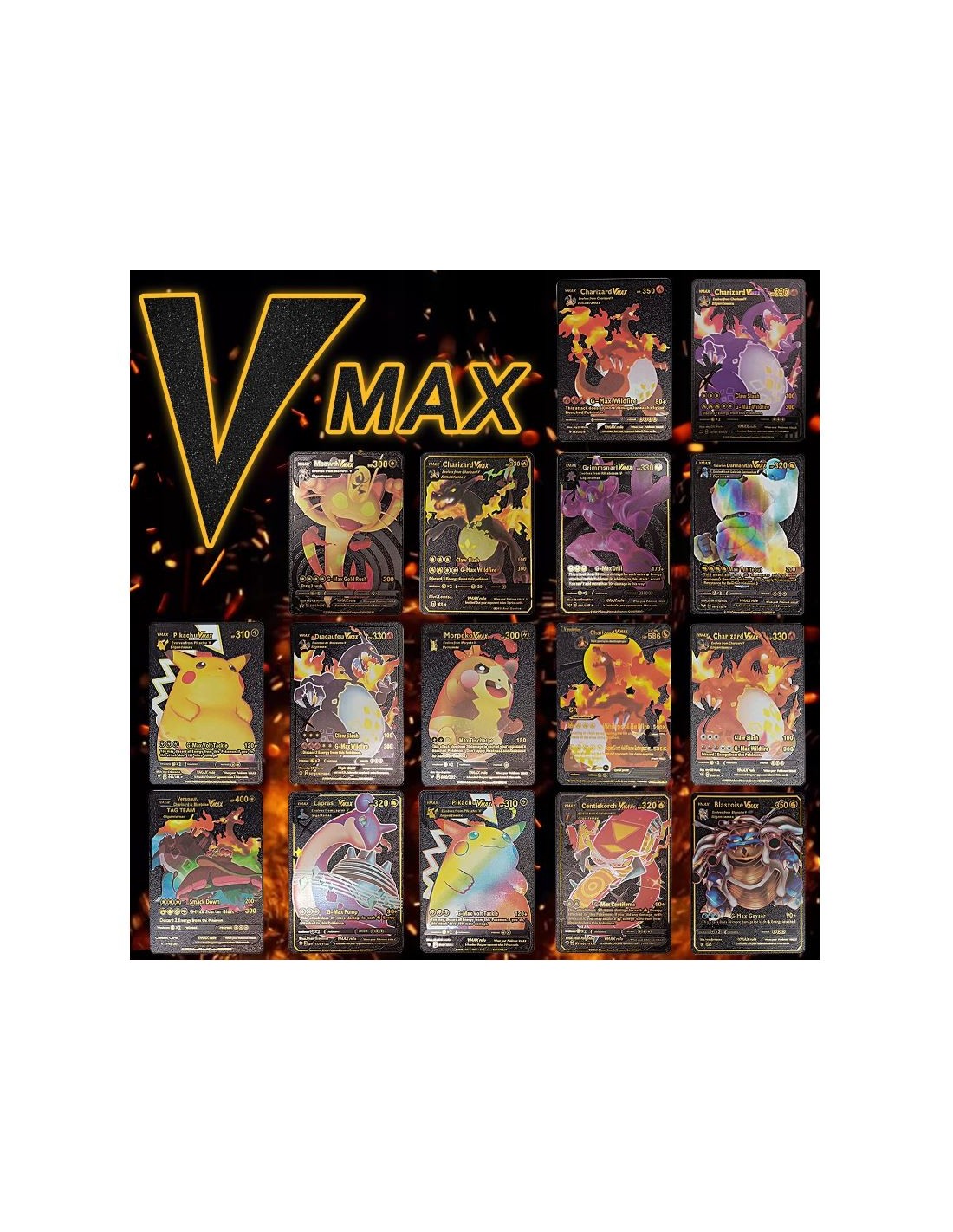 Pokemon kortos 55 vnt. juoda kolekcija Charizard Vmax Pokemon kortos 55 vnt. juoda kolekcija Charizard Vmax