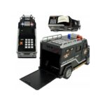 Taupyklė vaikui - policijos automobilis su PIN kodu, su šviesos efektais Taupyklė vaikui - policijos automobilis su PIN kodu, su šviesos efektais