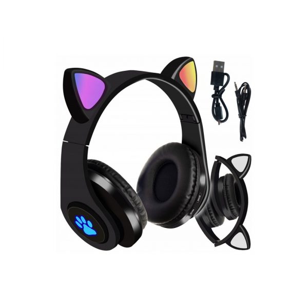 Belaidės ausinės Belaidės Bluetooth ausinės "Cat ears" su LED apšvietimu