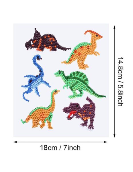 Deimantinės mozaikos lipdukai 5D, 6 vnt. rinkinyje, dinozaurai Deimantinės mozaikos lipdukai 5D, 6 vnt. rinkinyje, dinozaurai