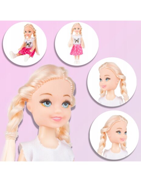 Lėlė su priedais, aukštis 14 cm. Lėlė su priedais, aukštis 14 cm.