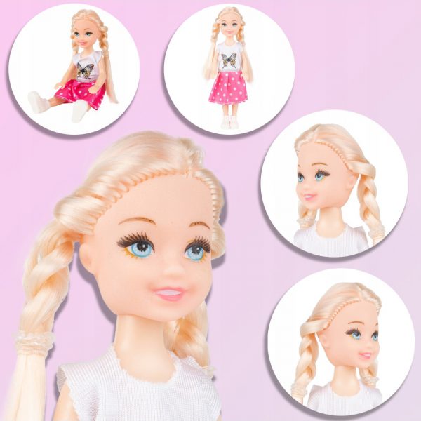 Lėlė su priedais, aukštis 14 cm. Lėlė su priedais, aukštis 14 cm.