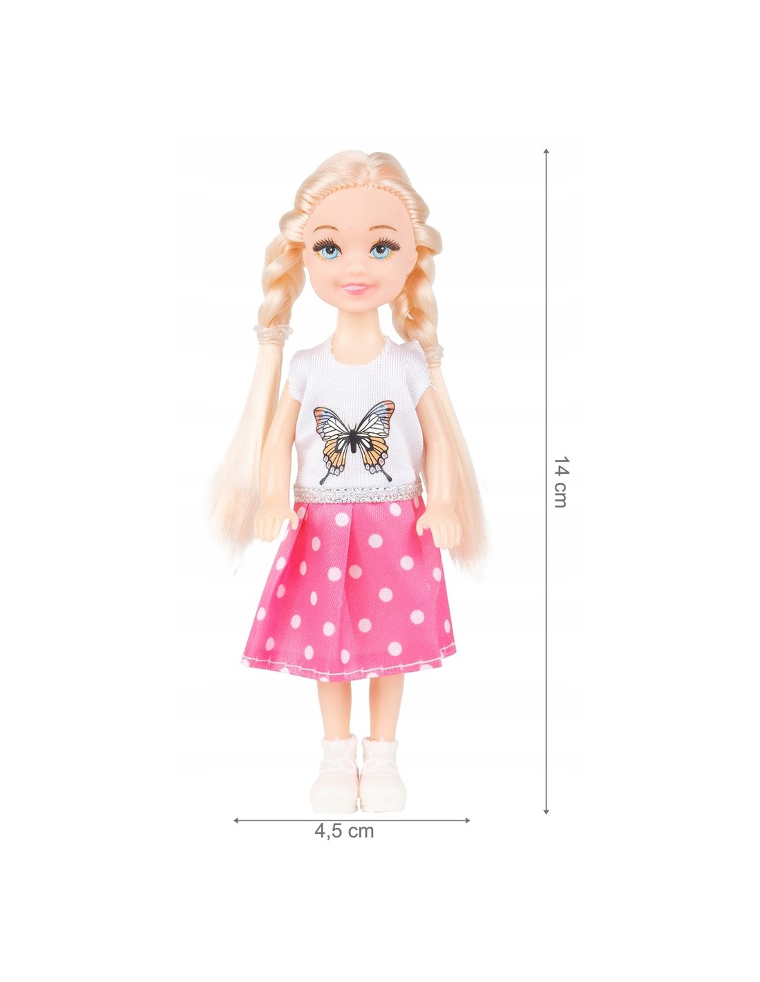 Lėlė su priedais, aukštis 14 cm. Lėlė su priedais, aukštis 14 cm.